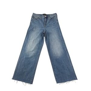 Banana Republic Wide Leg Crop Jeans Medium Wash Raw Hem Size 30/10 Tall